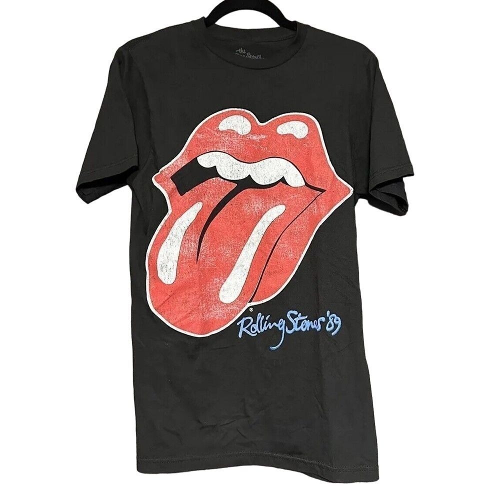 The Rolling Stones Music Black Graphic T Shirt Medium Unisex